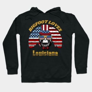 Bigfoot loves America and Louisiana Hoodie